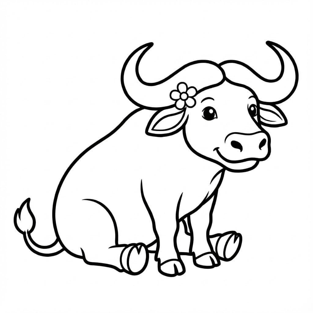 ระบายสี ควายนั่ง