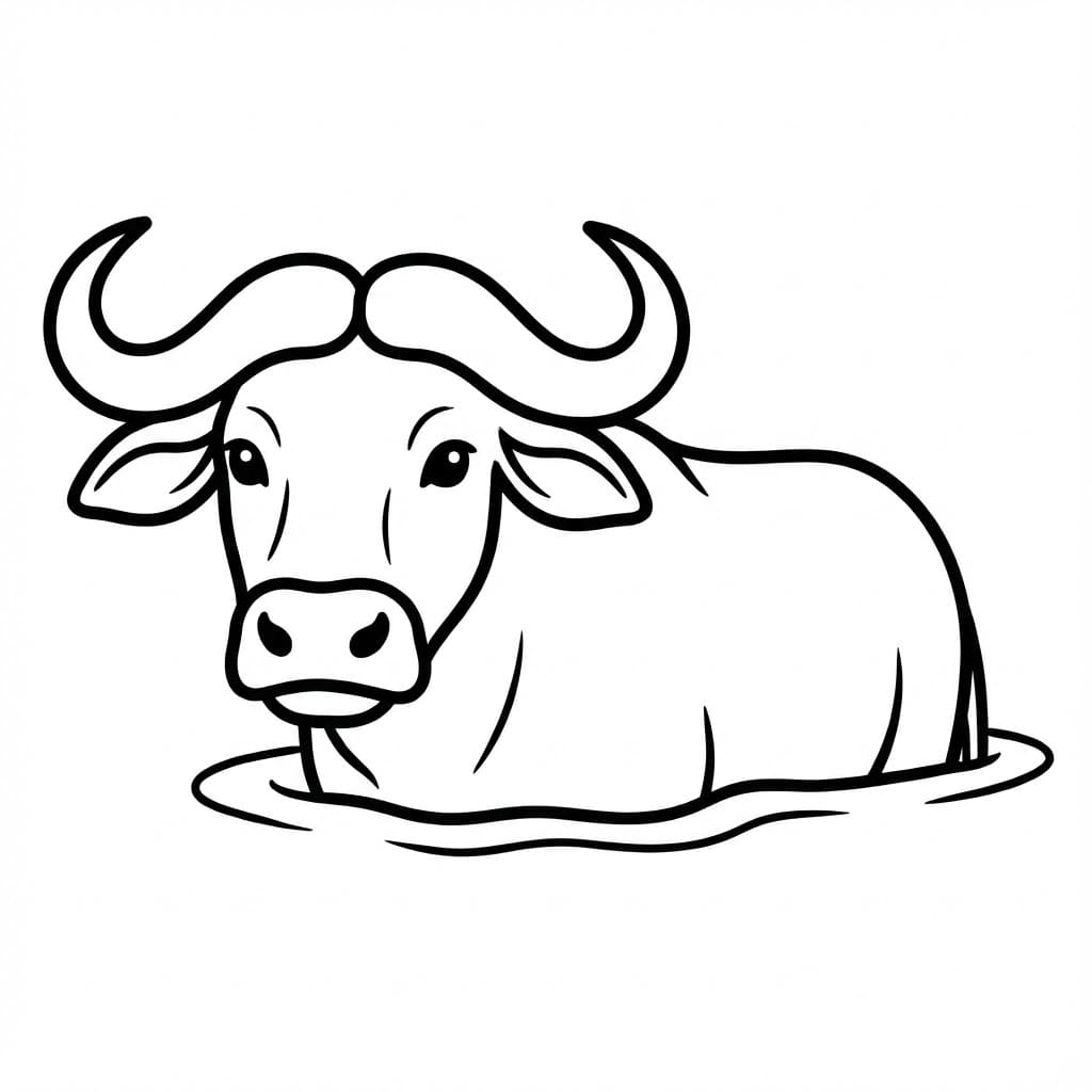 ระบายสี ควายในน้ำ