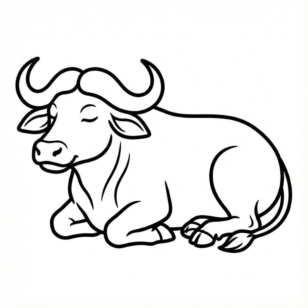 ระบายสี ควายนอนหลับ