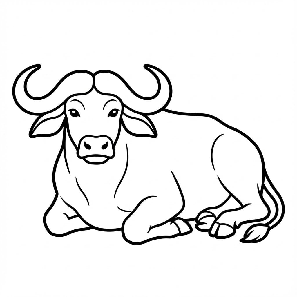 ระบายสี ควายนอนพักผ่อน