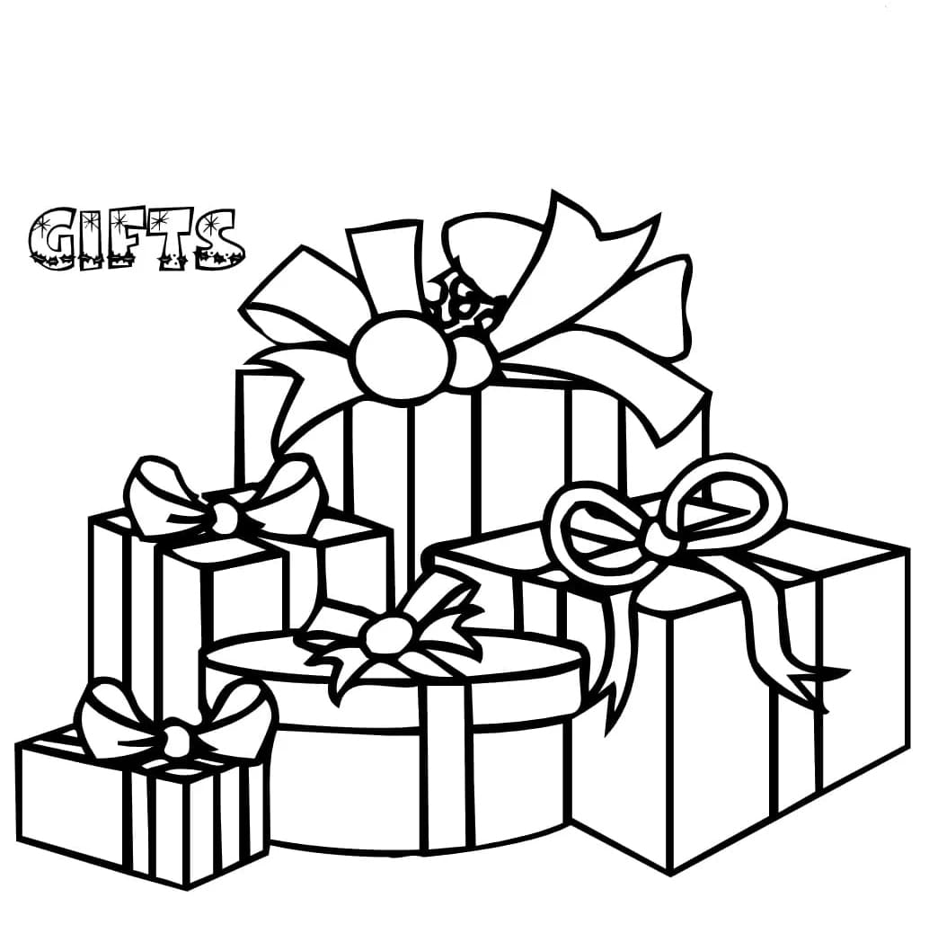 ระบายสี ของขวัญคริสต์มาสแบบพิมพ์ฟรี