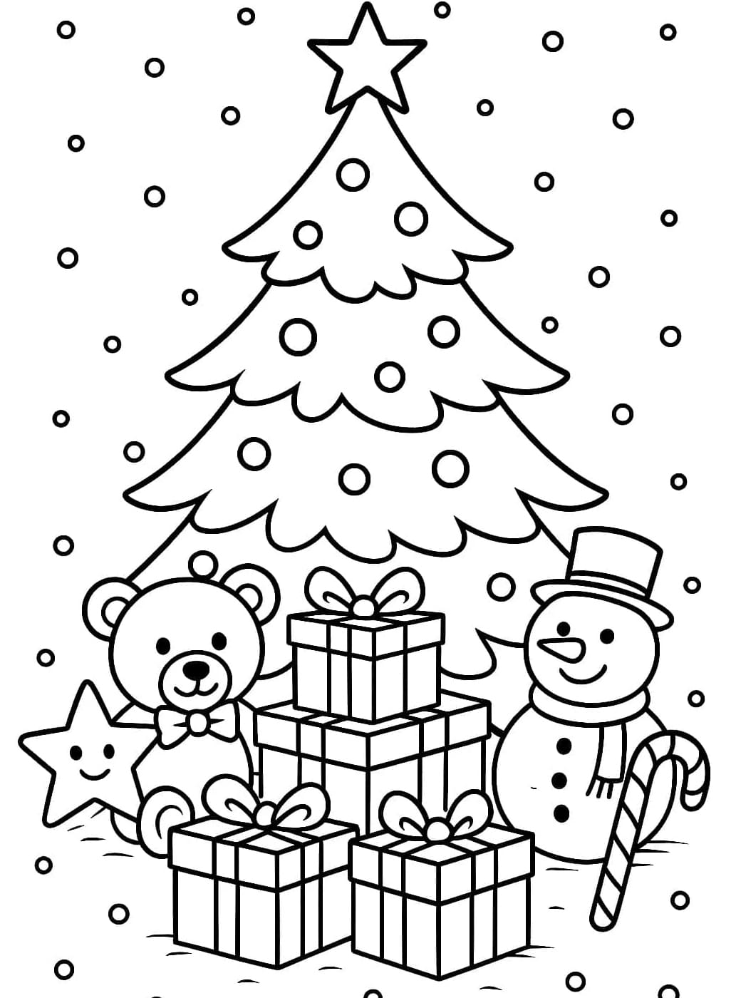 ระบายสี ของขวัญคริสต์มาสการ์ตูนน่ารัก