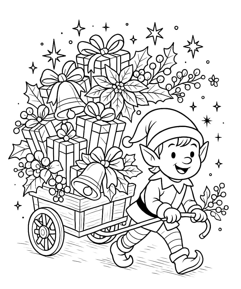 ระบายสี ของขวัญคริสต์มาสการ์ตูน