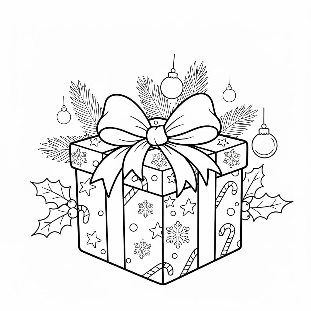 ระบายสี ของขวัญคริสต์มาสง่ายๆ