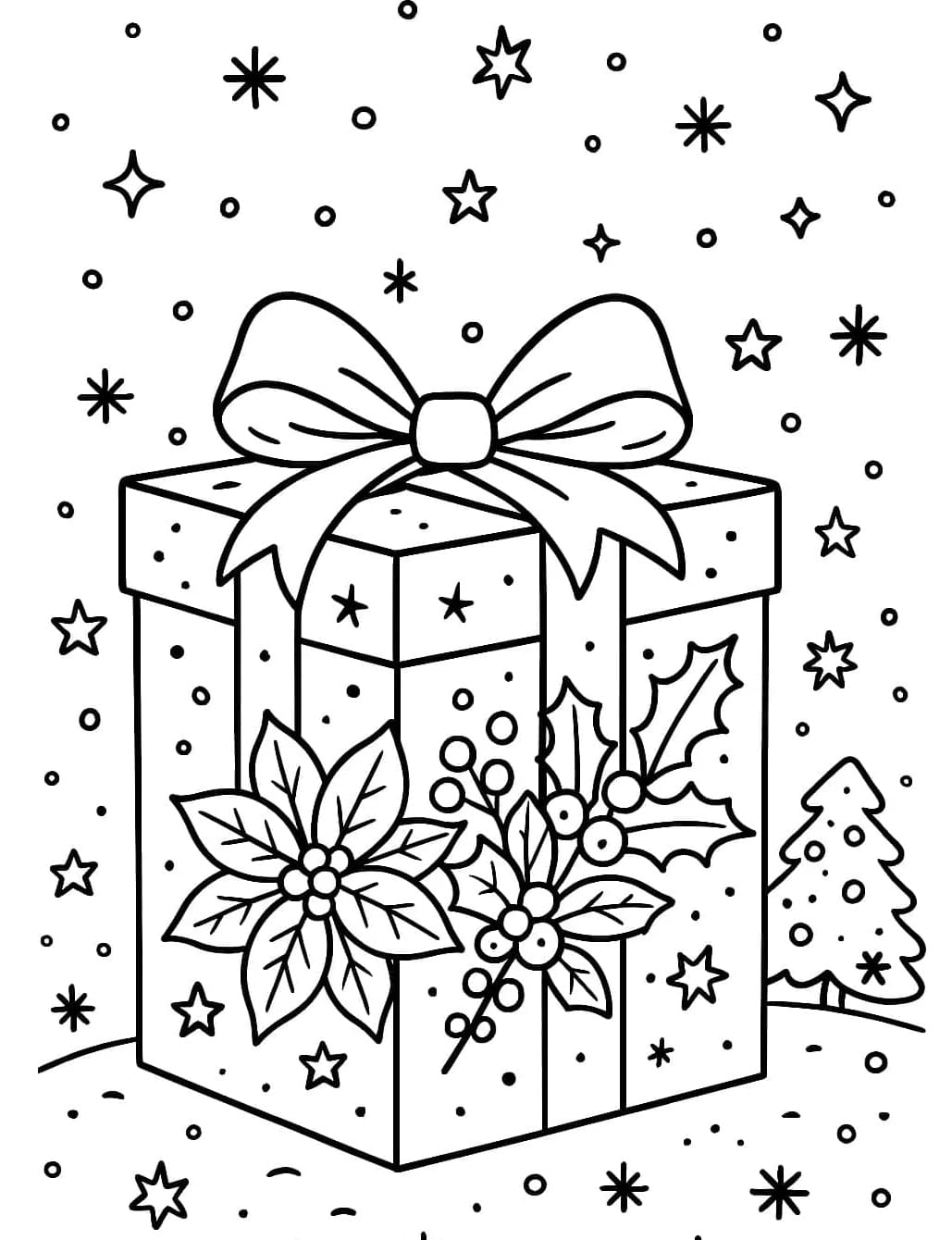 ระบายสี ของขวัญคริสต์มาส พิมพ์ฟรี