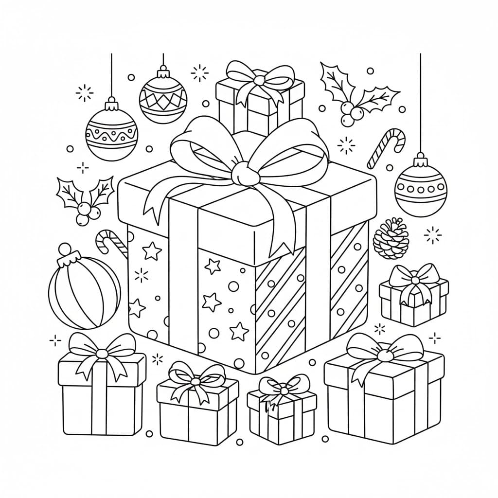 ระบายสี ของขวัญคริสต์มาสปกติ