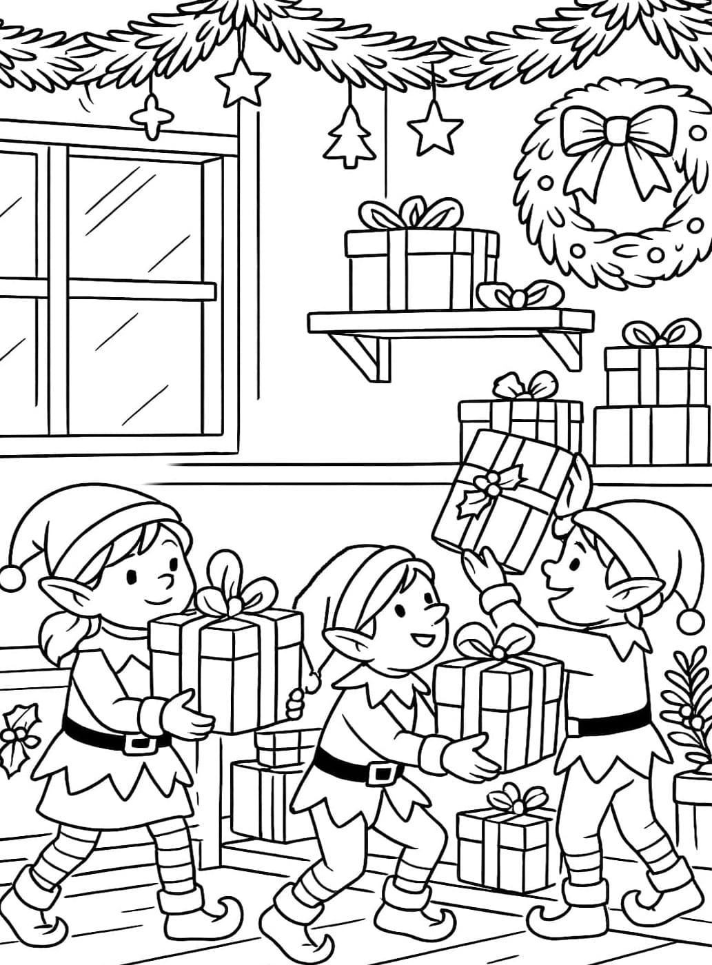 ระบายสี ของขวัญคริสต์มาสแสนสุข