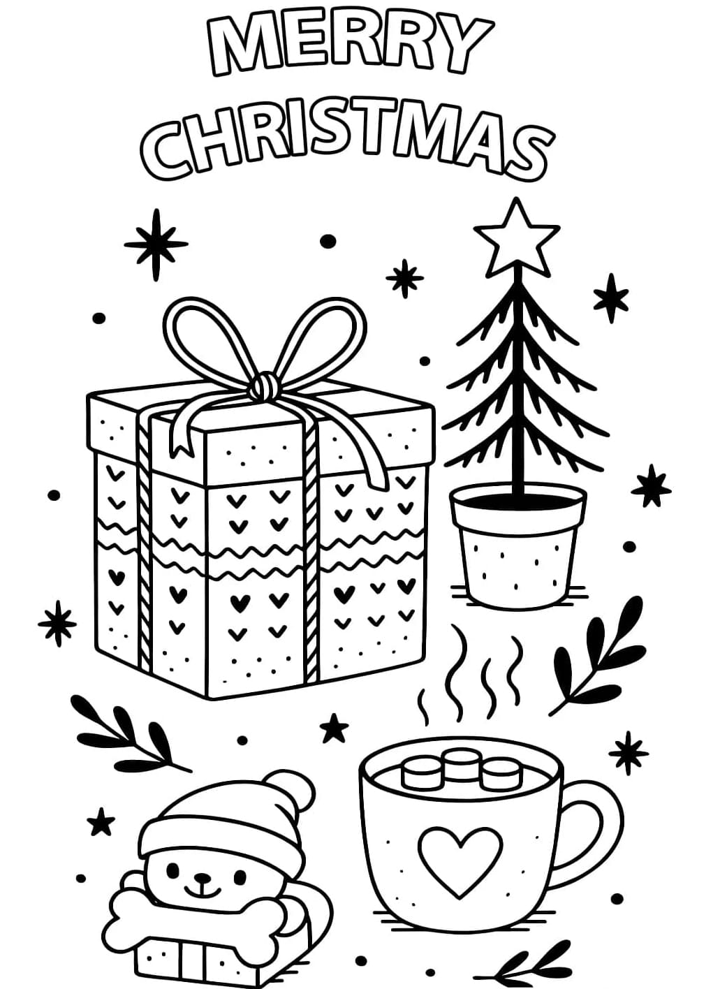 ระบายสี ของขวัญคริสต์มาสฤดูหนาว