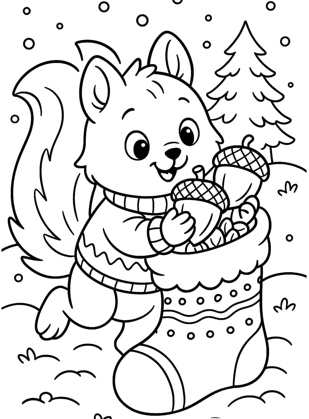 ระบายสี กระรอกน่ารักเก็บลูกโอ๊ก