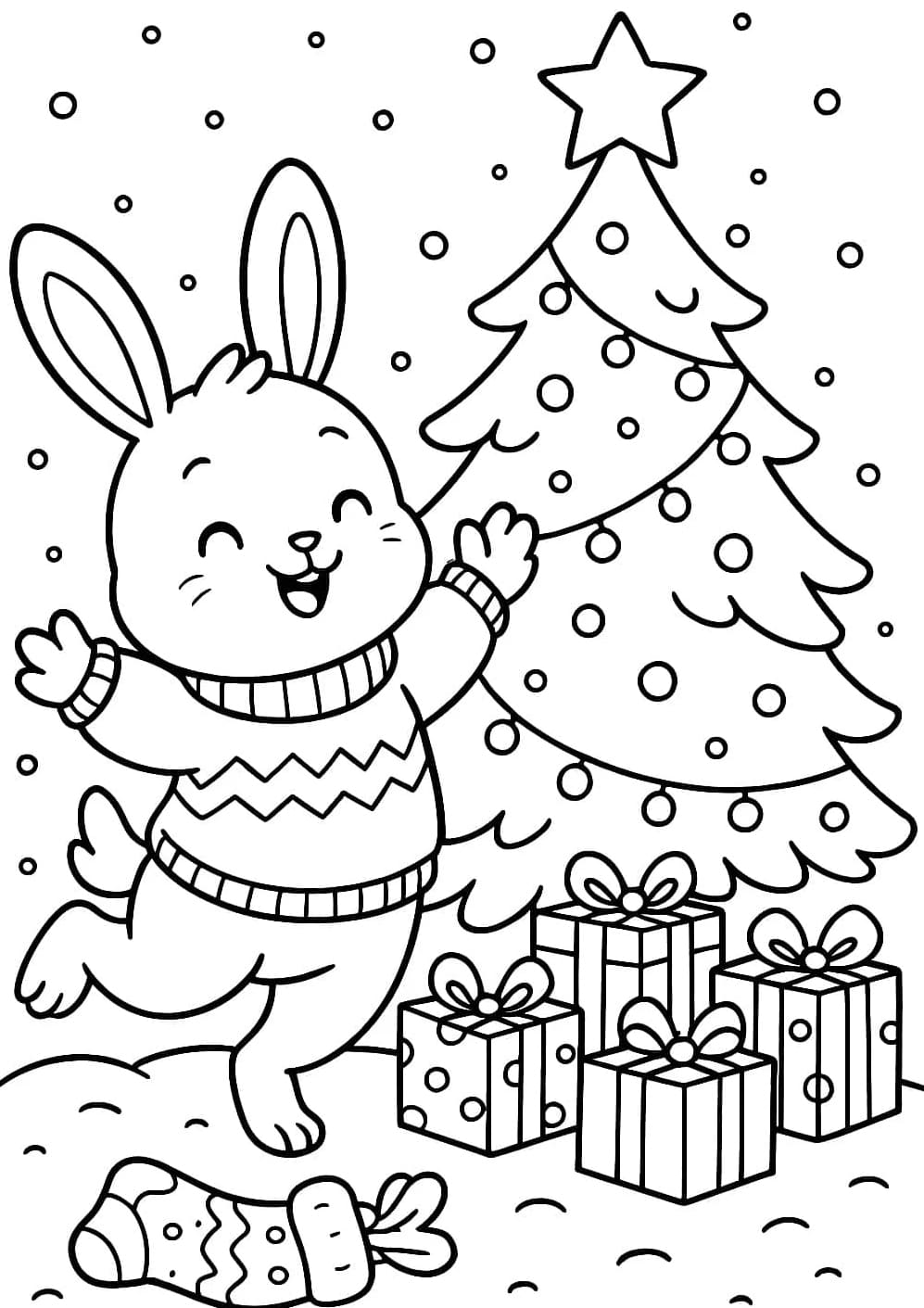 ระบายสี กระต่ายน้อยร่าเริงกระโดดโลดเต้น