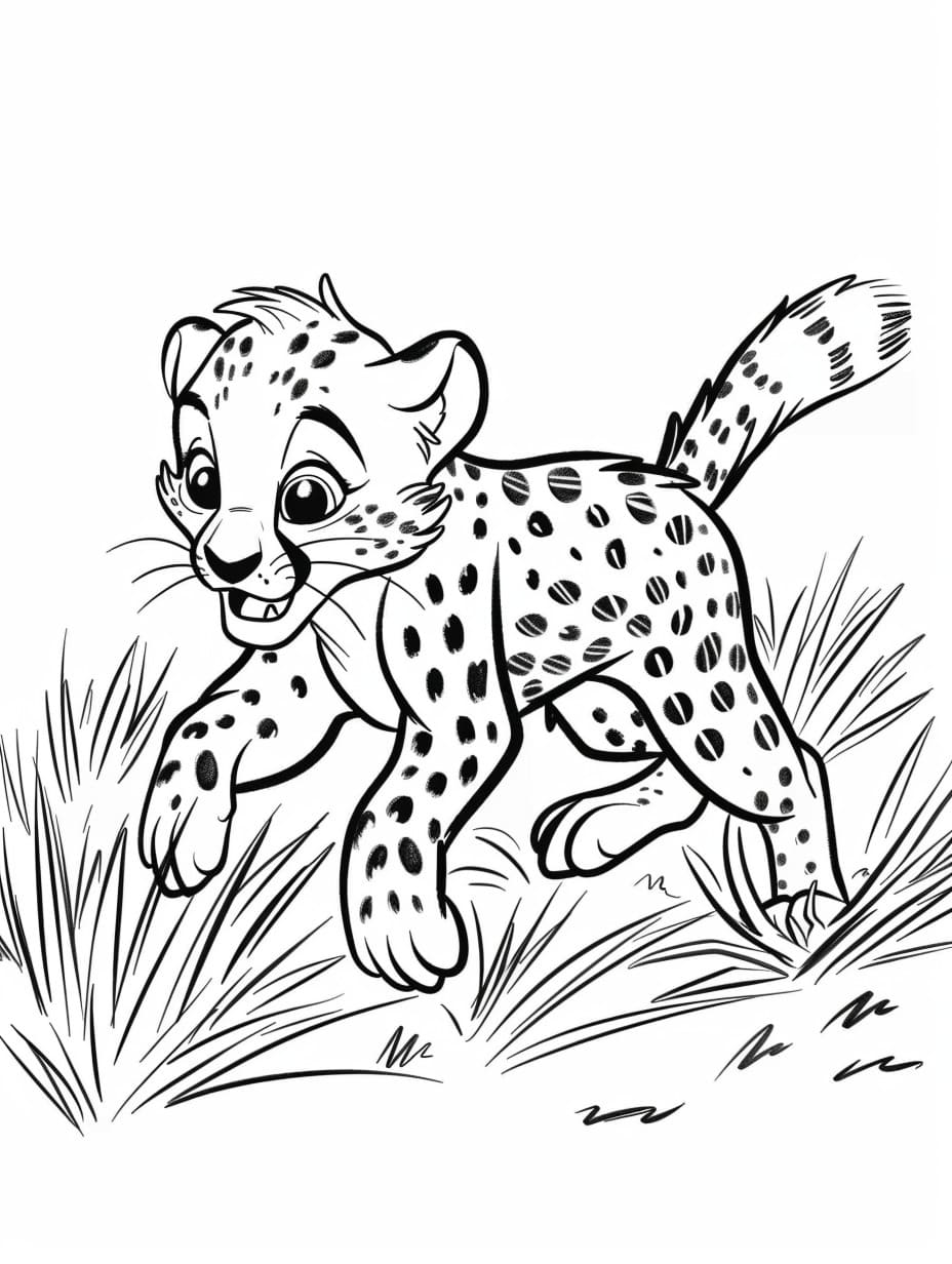 ระบายสี ลูกเสือชีตาห์วิ่ง