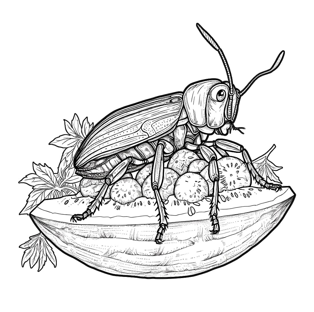 ระบายสี แมลงสาบและผลไม้