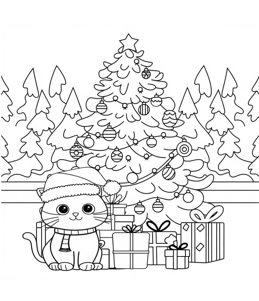 ระบายสี แมวคริสต์มาสน่ารัก