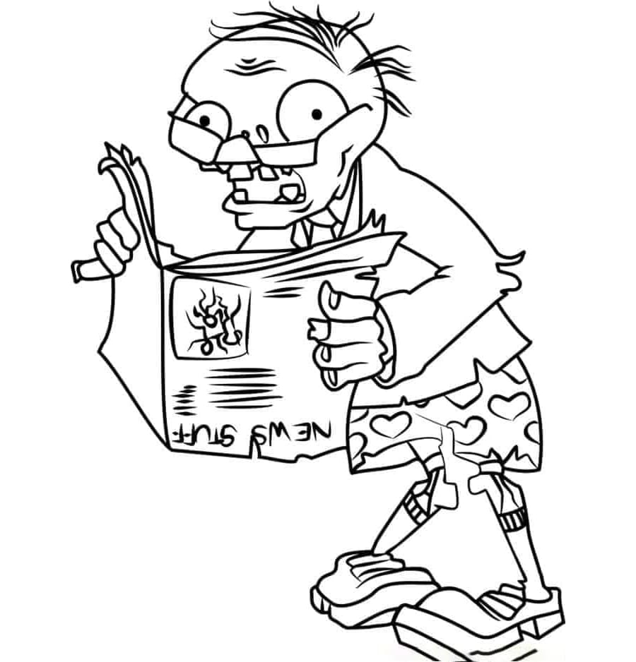 ระบายสี แพล็นส์ วีเอส. ซอมบีส์ ซอมบี้ในหนังสือพิมพ์