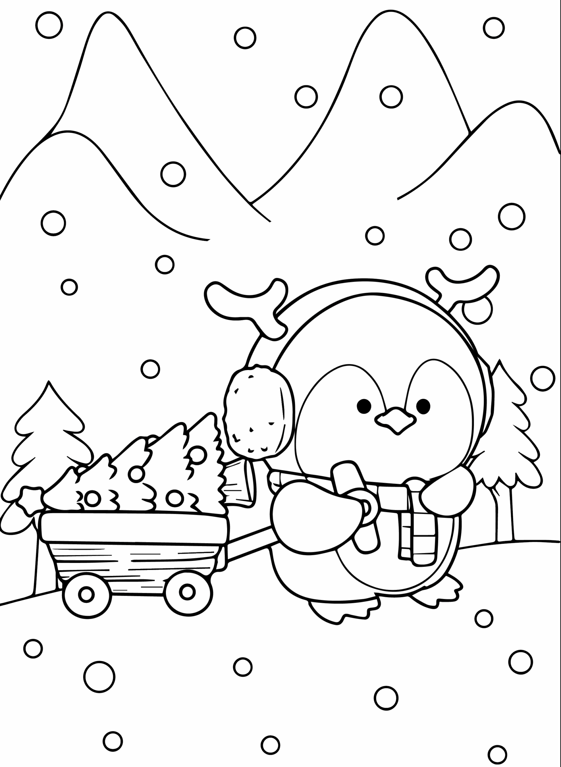 ระบายสี ภาพพิมพ์สัตว์น่ารักสำหรับเทศกาลคริสต์มาส