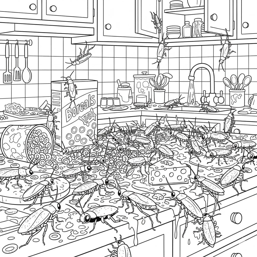 ระบายสี ภาพวาดแมลงสาบ