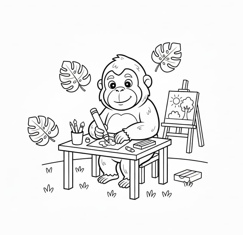 ระบายสี ภาพวาดอุรังอุตัง