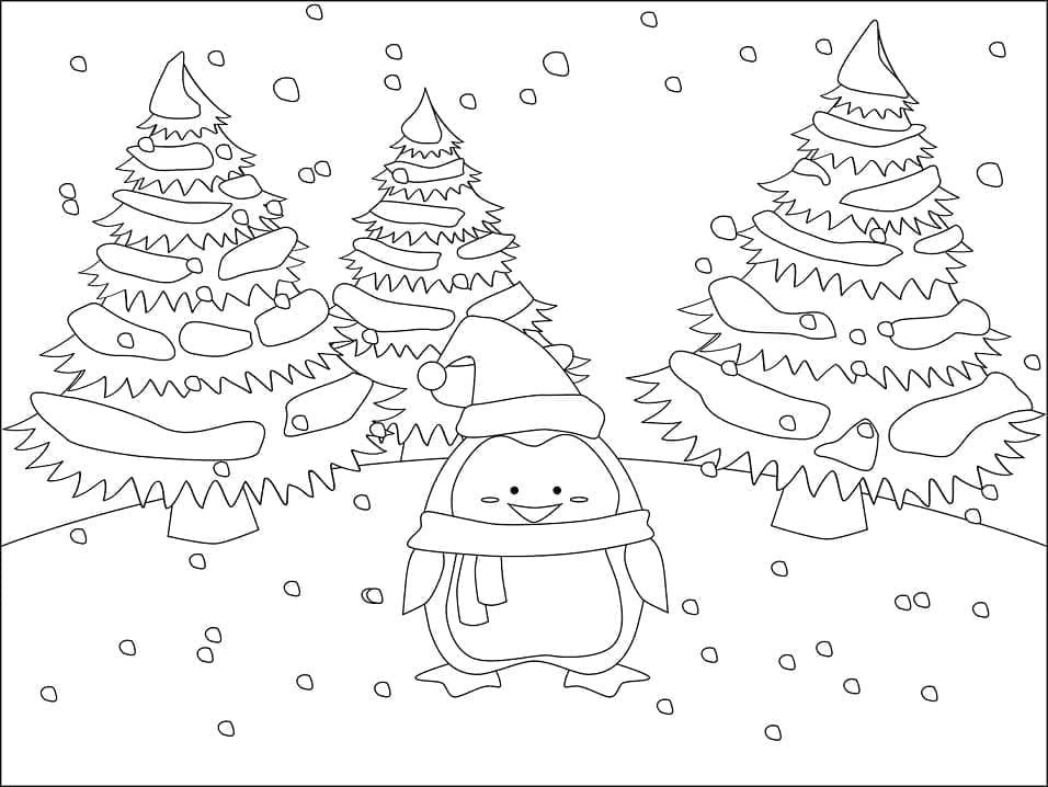 ระบายสี เพนกวินคริสต์มาส