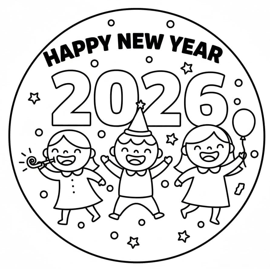 ระบายสี พิมพ์คำอวยพรปีใหม่ 2026