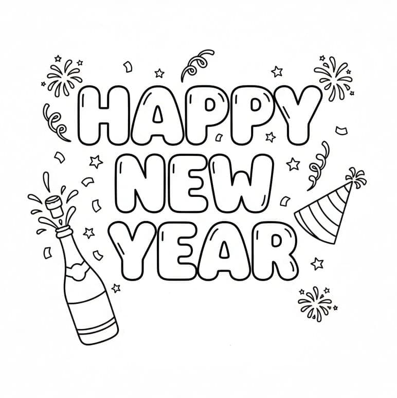 ระบายสี พิมพ์คำอวยพรปีใหม่