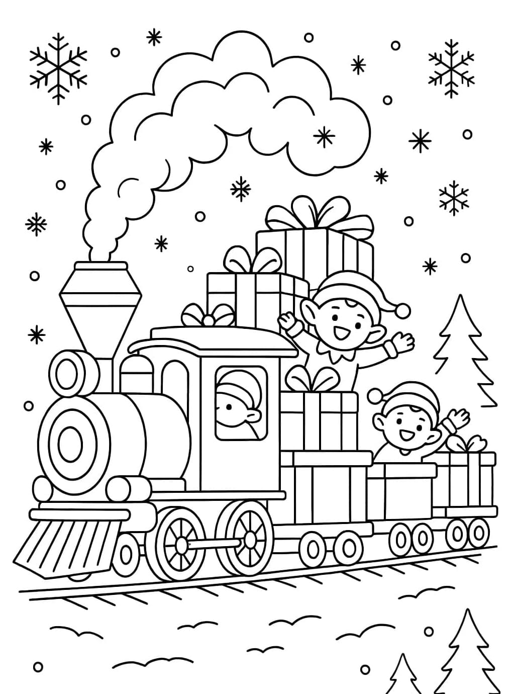 ระบายสี รถไฟของขวัญคริสต์มาส