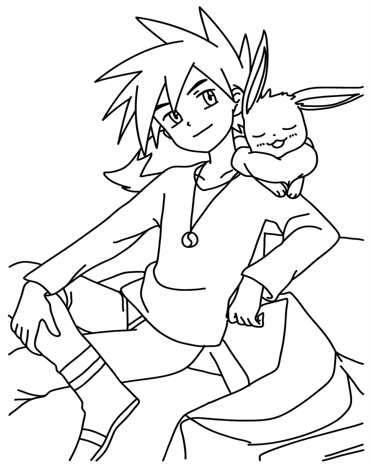 ระบายสี รูปโปเกมอนของแกรี่ โอ๊ค และอีวุย