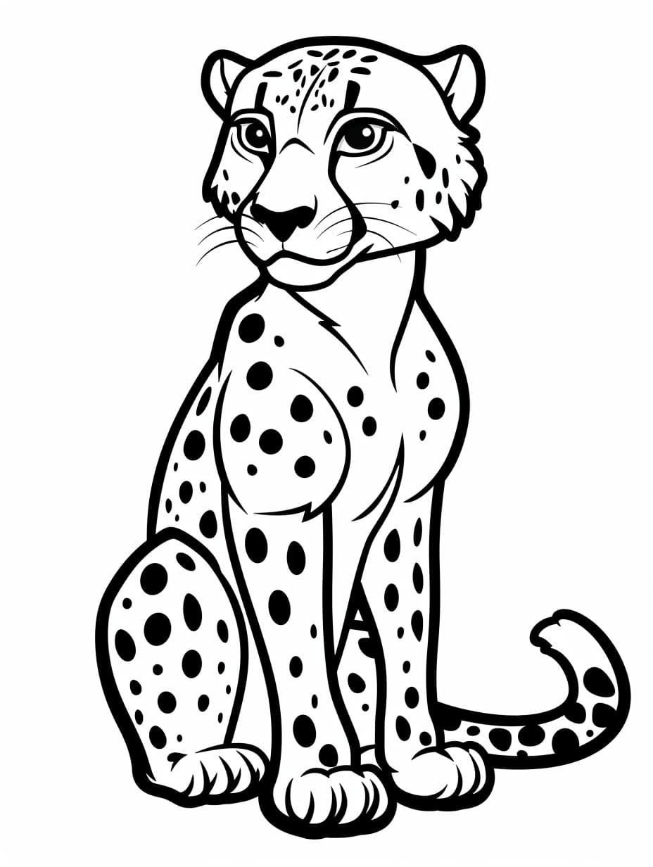 ระบายสี เสือชีตาห์น่ารักนั่งอยู่