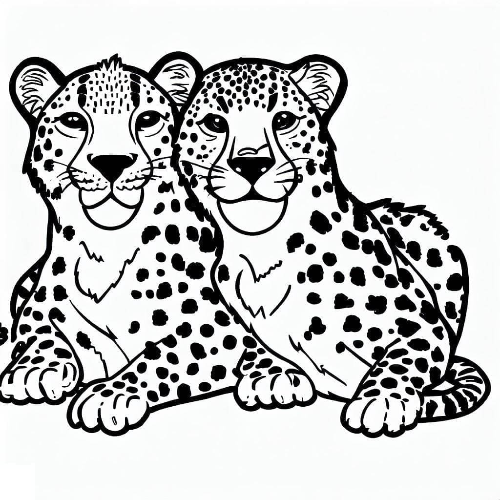 ระบายสี เสือชีตาห์สองตัวภาพ