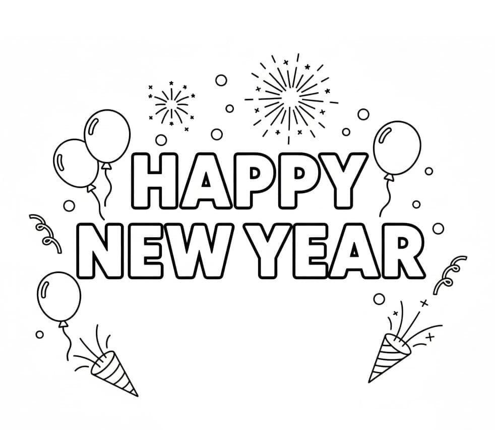 ระบายสี สุขสันต์ปีใหม่สำหรับการพิมพ์