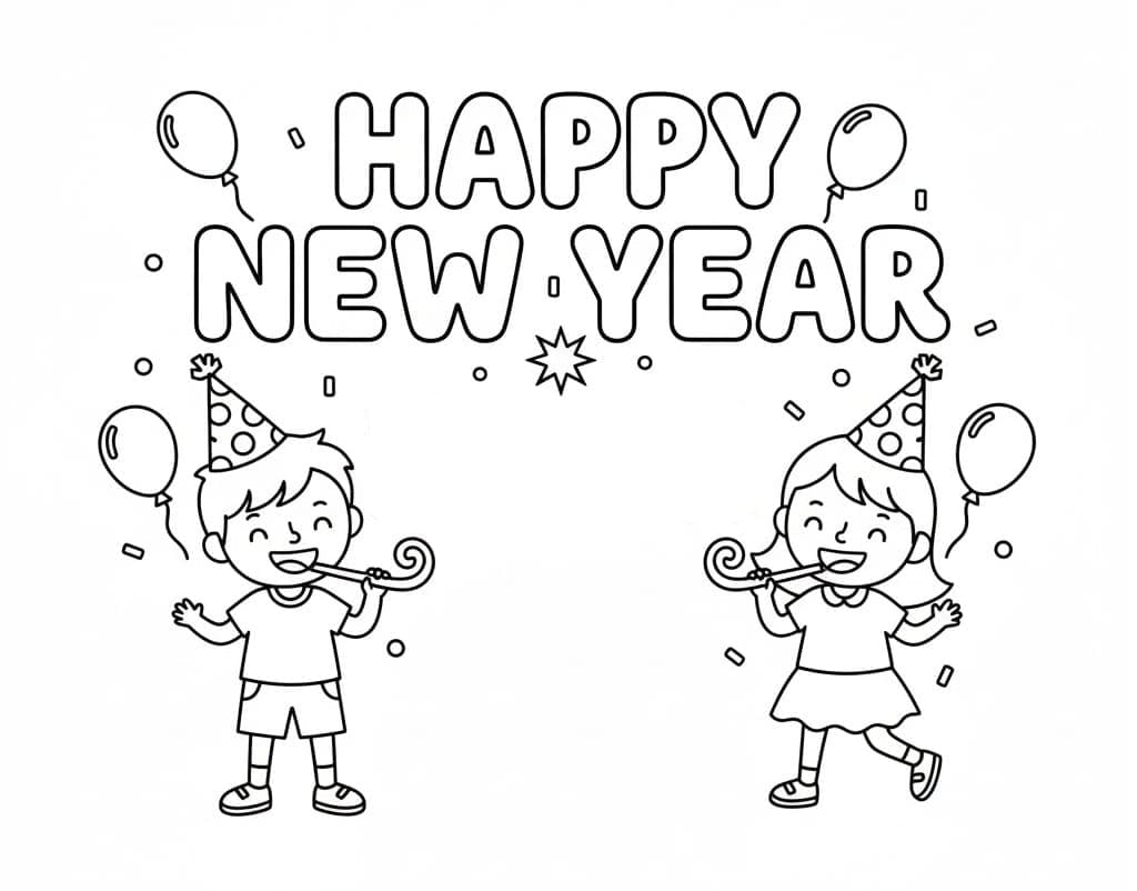 ระบายสี สุขสันต์วันปีใหม่ ฟรีสำหรับเด็ก ๆ
