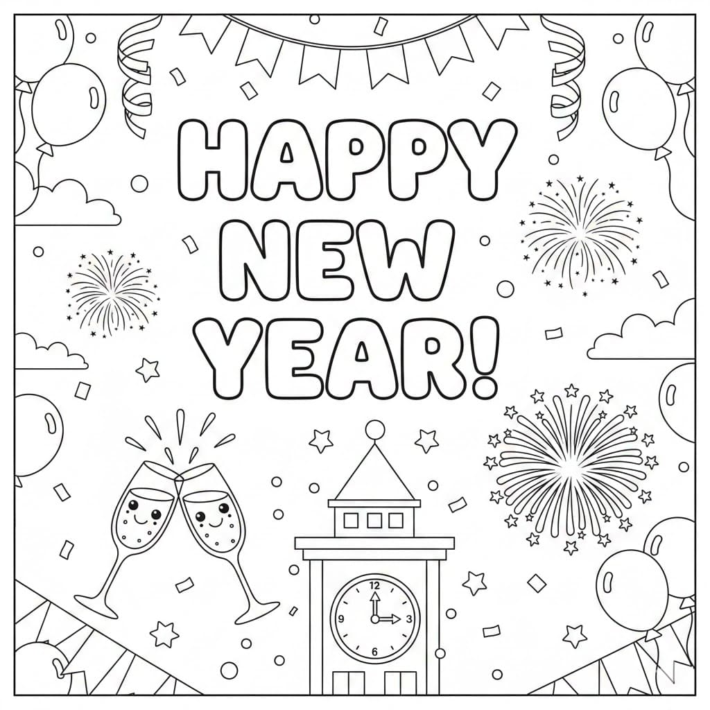 ระบายสี สวัสดีปีใหม่