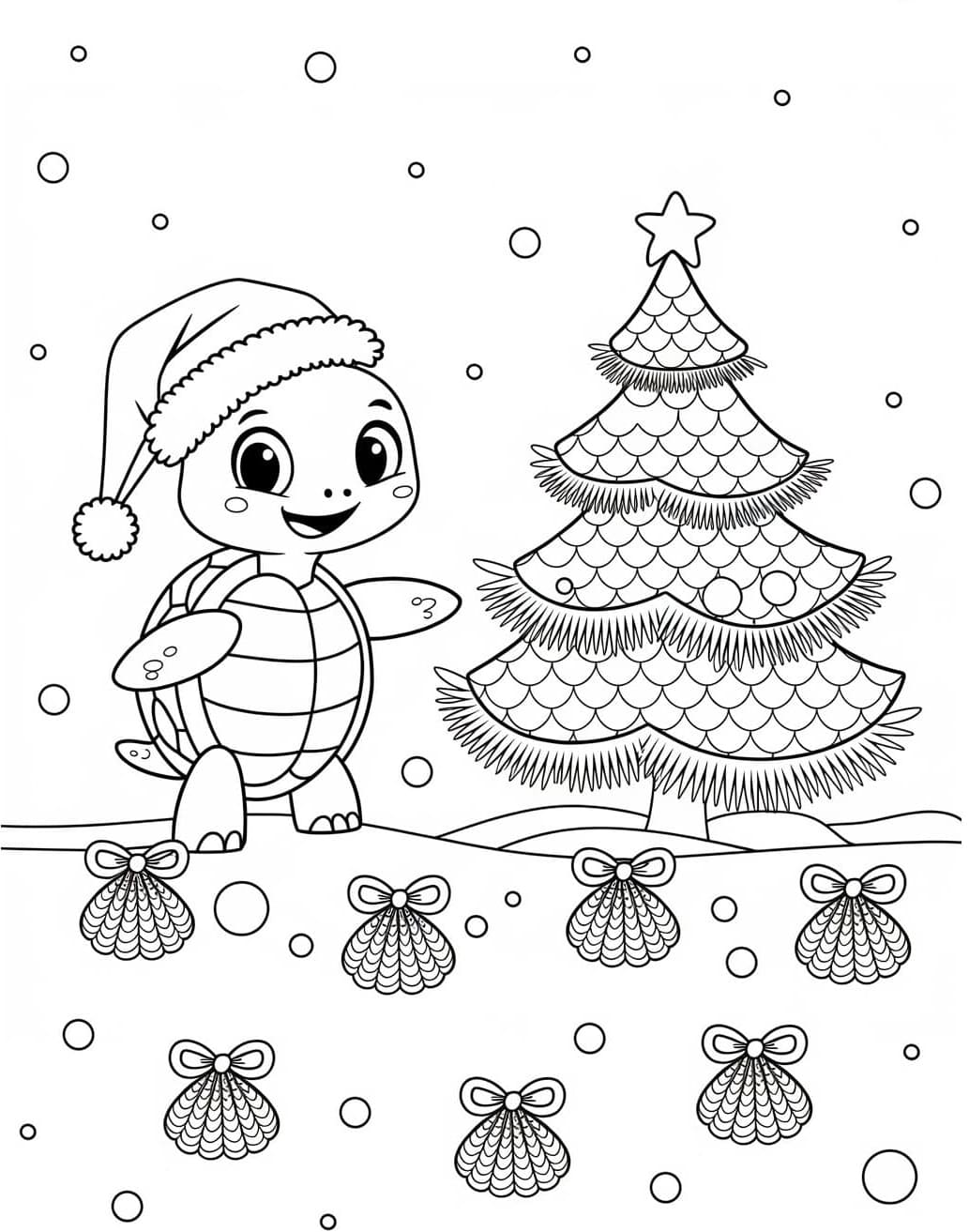 ระบายสี เต่าคริสต์มาสน่ารัก