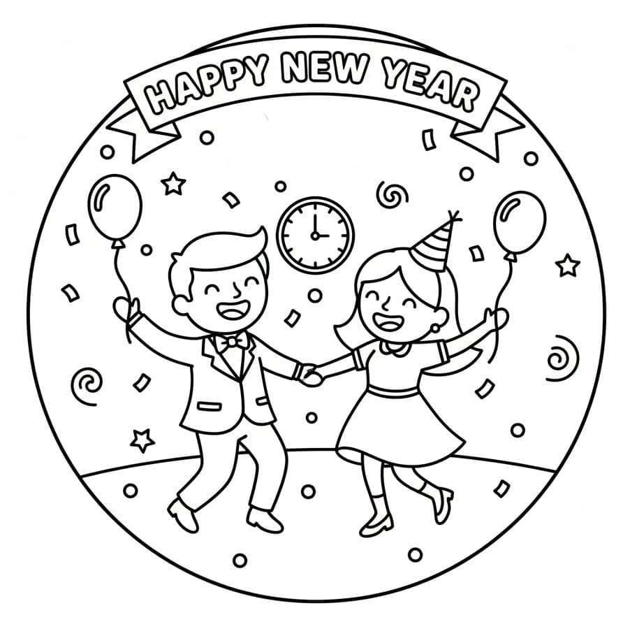 ระบายสี เต้นรำฉลองปีใหม่