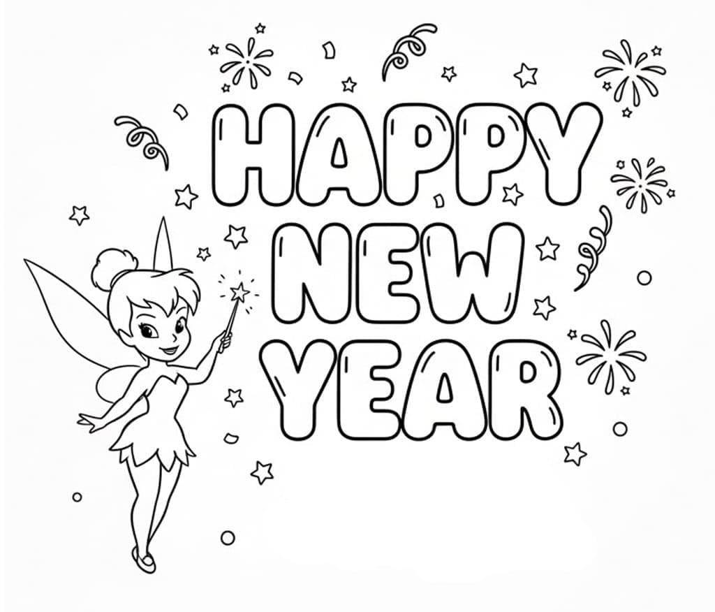ระบายสี ทิงเกอร์เบลล์และสุขสันต์วันปีใหม่