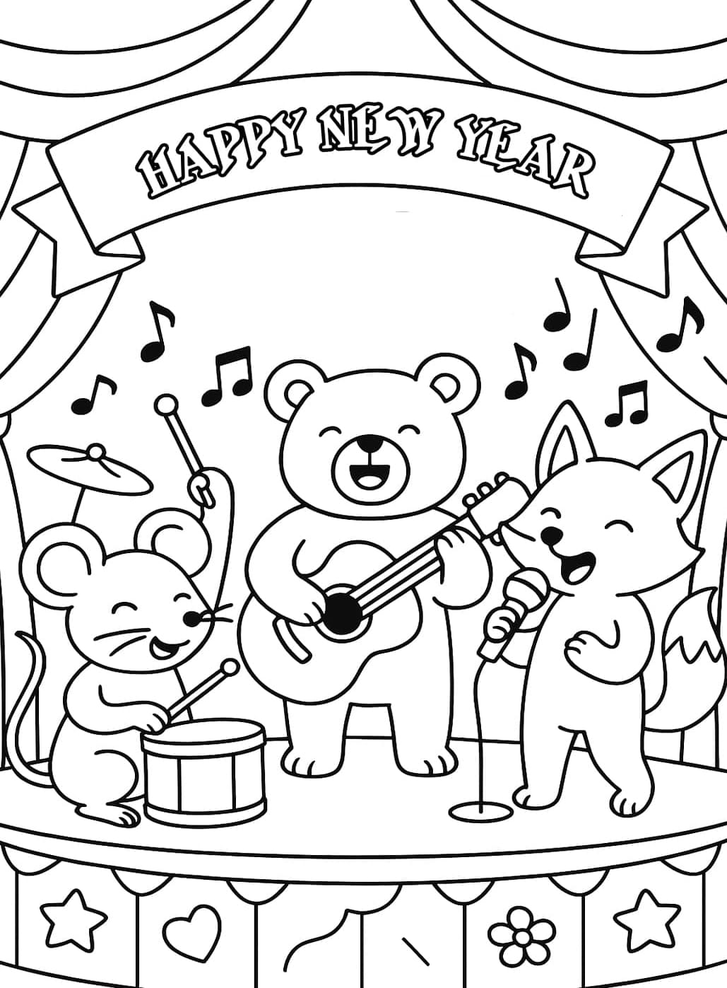 ระบายสี วงดนตรีน่ารัก สุขสันต์วันปีใหม่