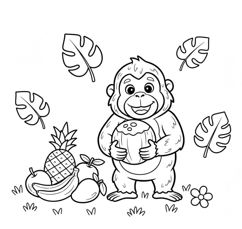 ระบายสี อุรังอุตังกับอาหาร