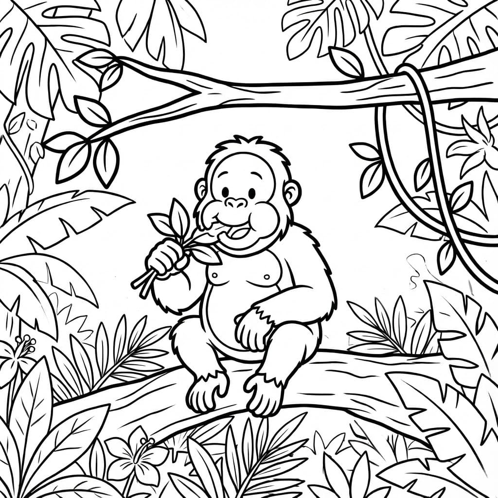 ระบายสี อุรังอุตังกำลังกิน