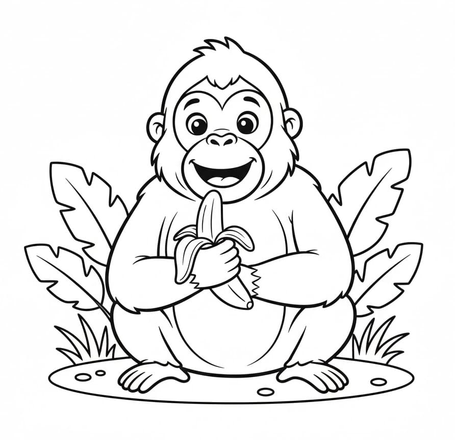 ระบายสี อุรังอุตังและดอกไม้