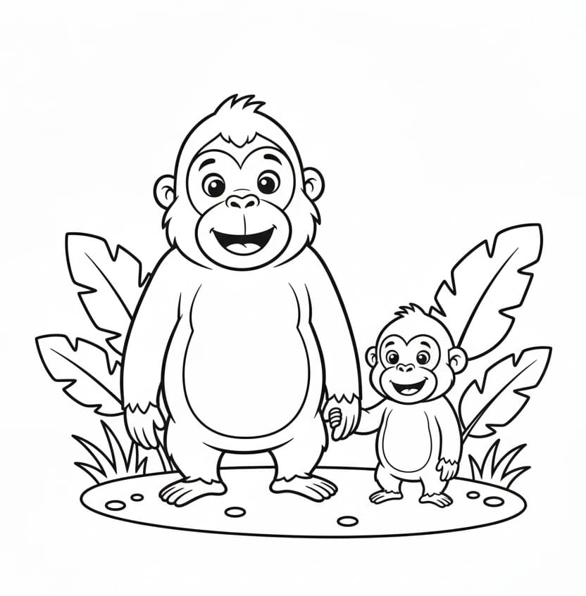 ระบายสี อุรังอุตังสองตัว