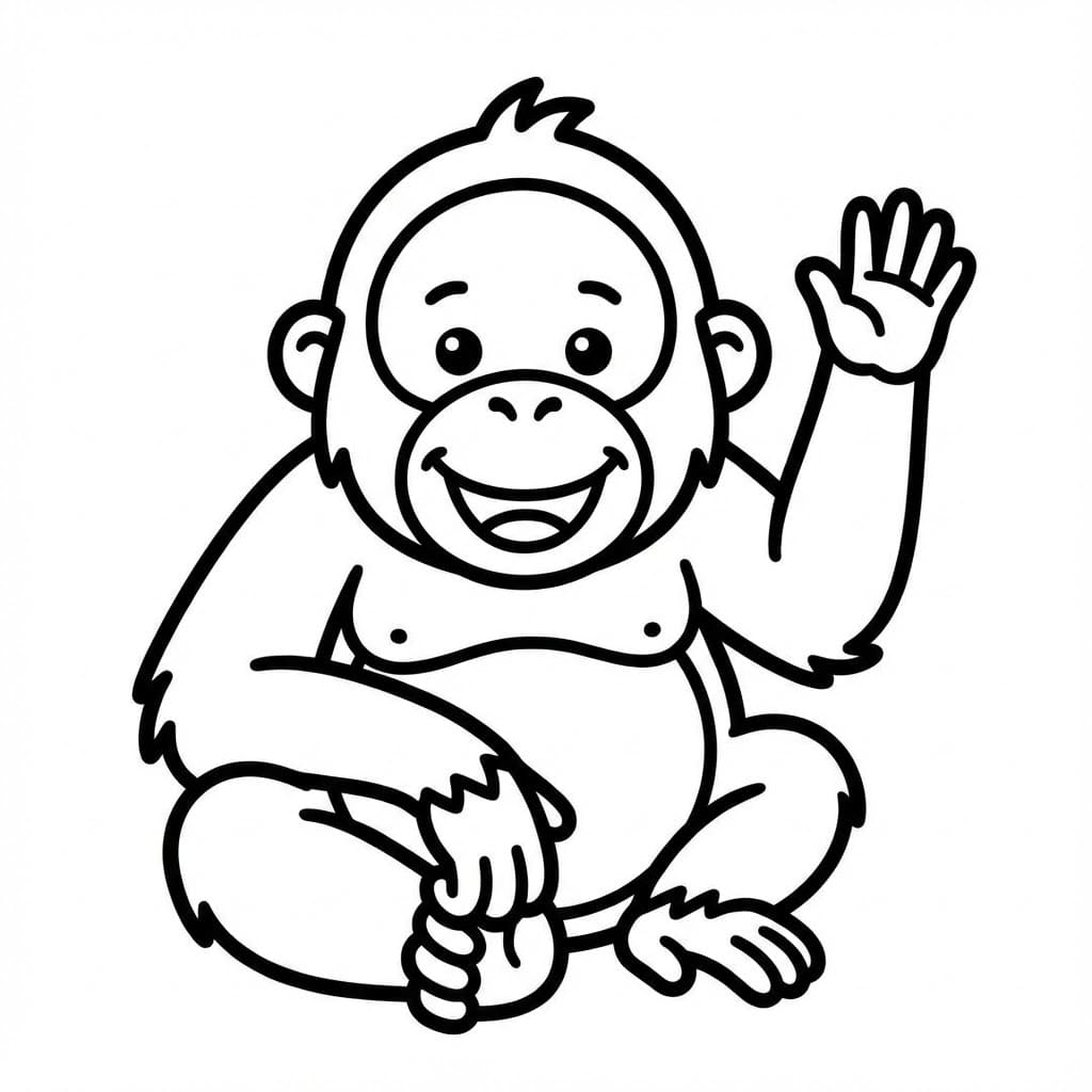 ระบายสี อุรังอุตังทักทาย