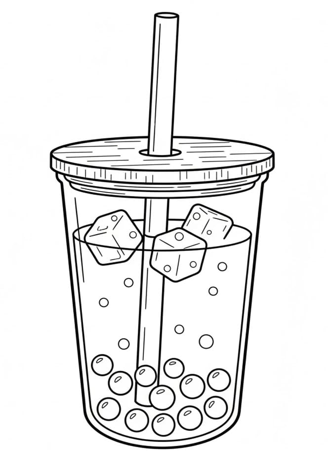 ระบายสี ชานมไข่มุกแก้วใส