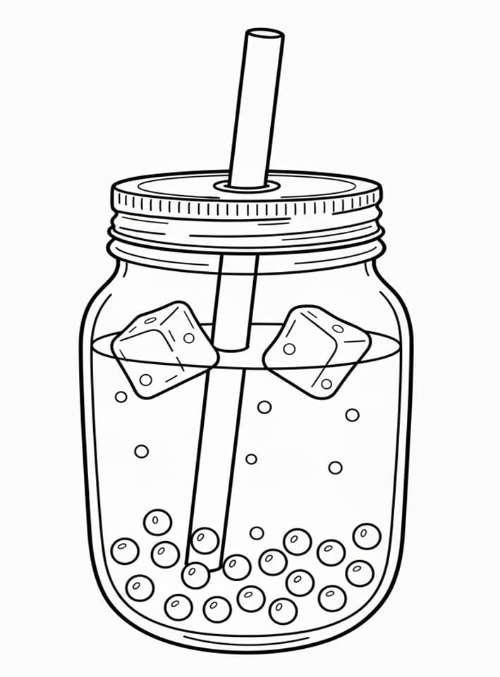 ระบายสี ชานมไข่มุกแก้วสูง