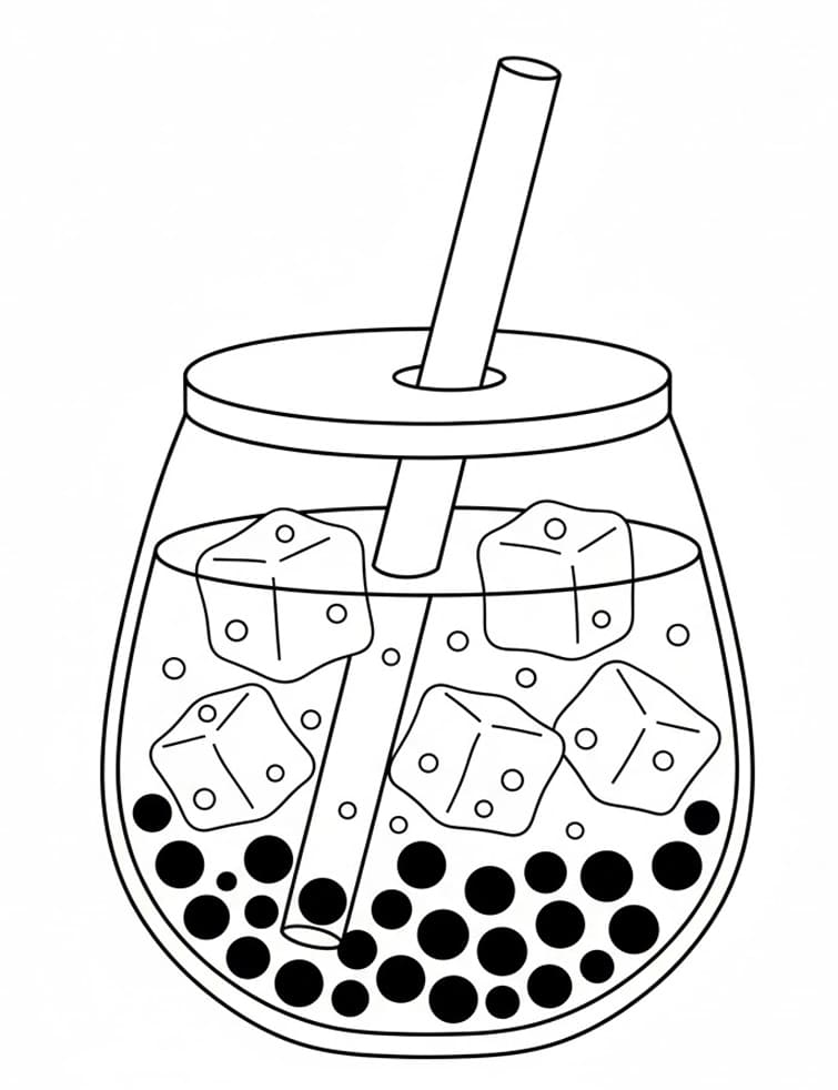 ระบายสี ชานมไข่มุกไข่มุกดำ