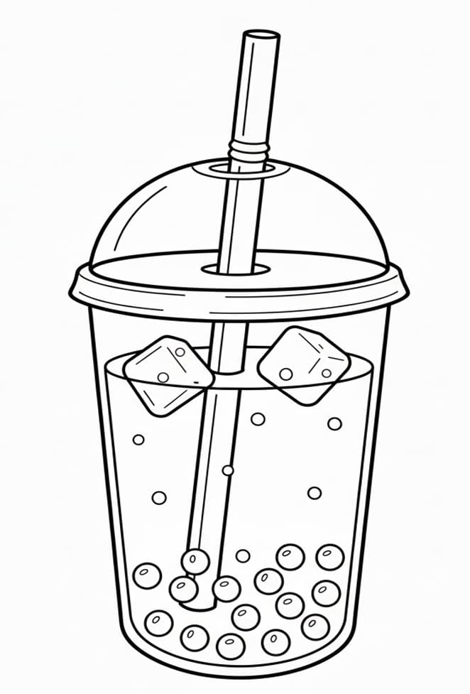 ระบายสี ชานมไข่มุกใส่น้ำแข็ง