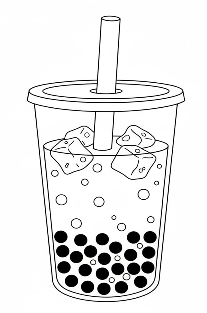 ระบายสี ชานมไข่มุกใส