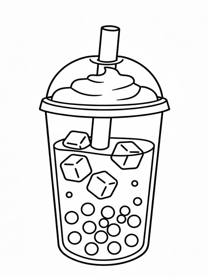 ระบายสี ชานมไข่มุกสไตล์มินิมอล