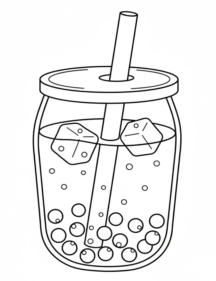 ระบายสี ชานมไข่มุกเย็น