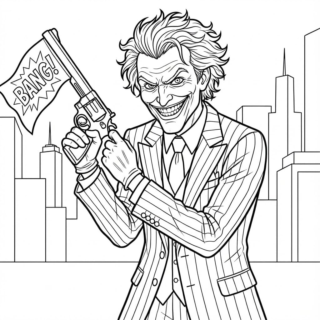 ระบายสี โจ๊กเกอร์พร้อมปืน