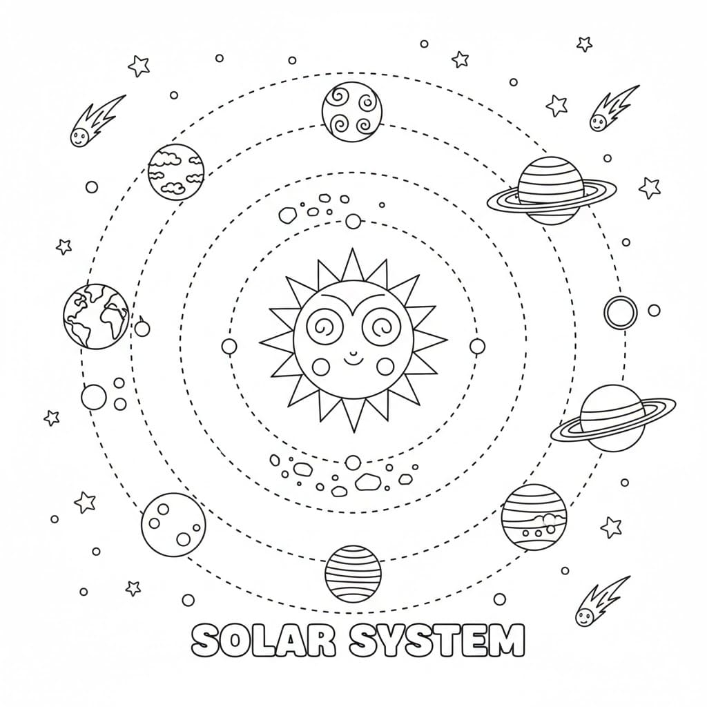 ระบายสี การวาดภาพระบบสุริยะ
