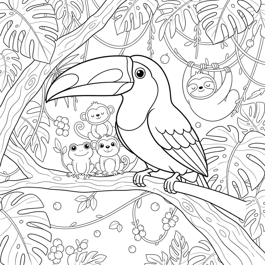 ระบายสี คนรักนกทูแคน